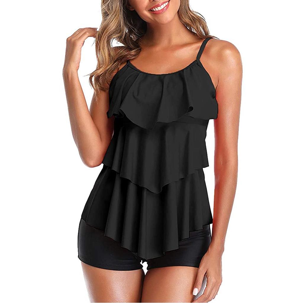 Damskie Seksowne Monokini z Nadrukiem i Falbanką Push Up Strój Kąpielowy