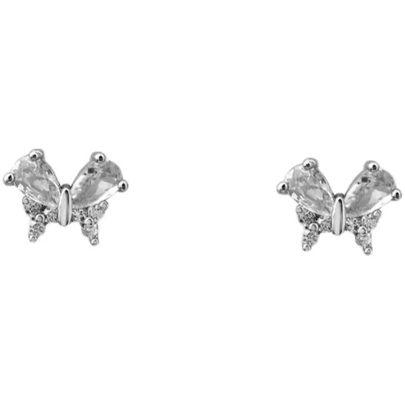 Beixi S925 Silver Butterfly Stud Earrings for Women - Lightweight Luxury Niche Design