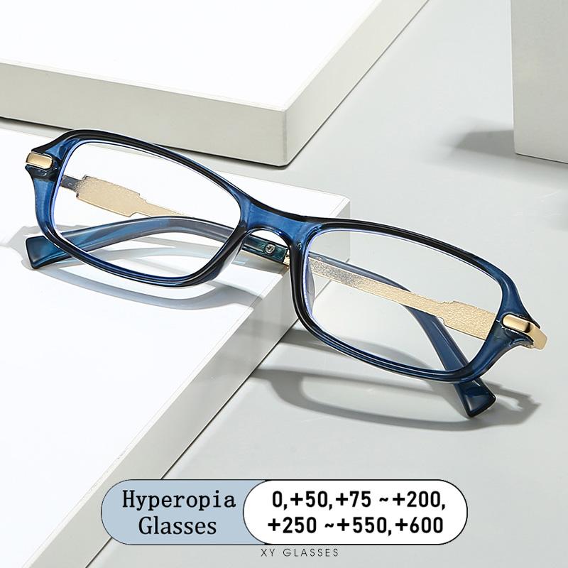 New Brand Korean Style Square Small Frame Reading Glasses Photochromic Anti Blue Light Women Hyperopia Eyeglass
