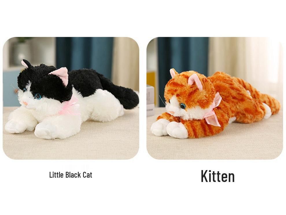 Realistic Meowing Musical Cat Plush Toy - Lying Kitten Doll Birthday Gift