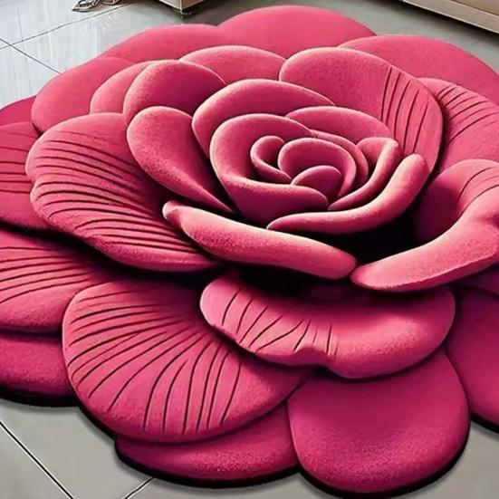 Floral Floor Mat Non-Slip Absorbent Bathroom Rug 3D Realistic Flower Pattern Floor Rug for Entrance Living Room Bathroom Kitchen