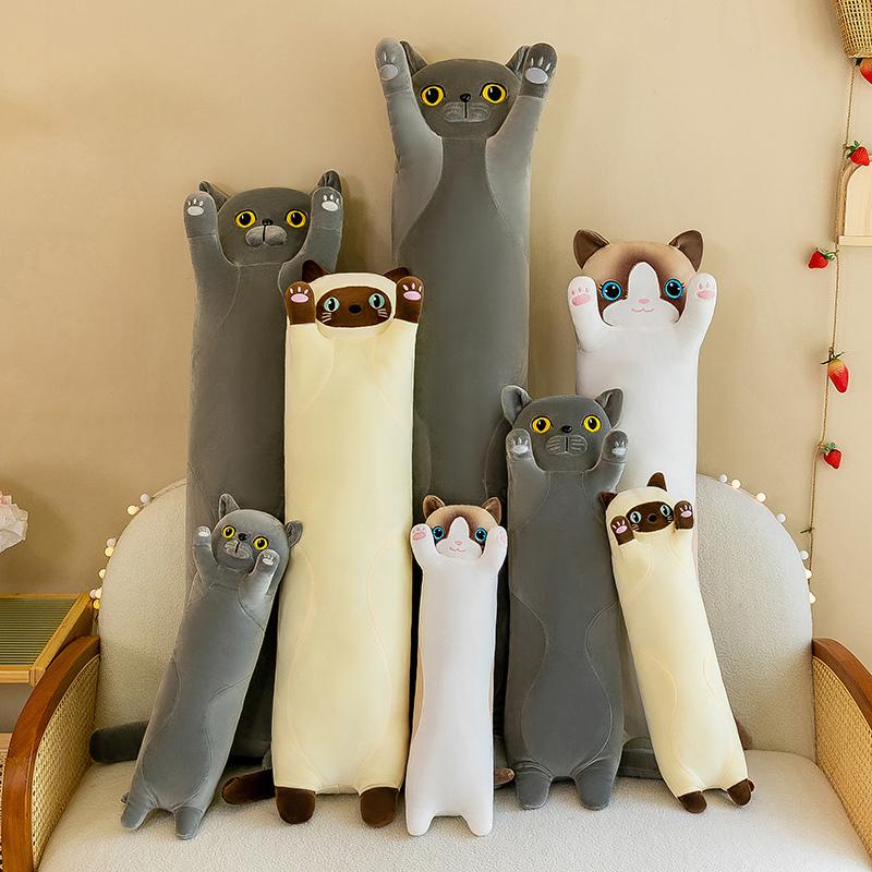 50-130cm Kawaii Soft Stuffed Toy Giant Size Long Cat Plush Pillow Plushies Squishy Sofa Cushion Decor Birthday Gifts for Boys