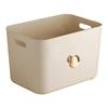 Storage Box Plastic Large Capacity Cream Style with Lid Organizing Bin for Toy Clothes Snacks