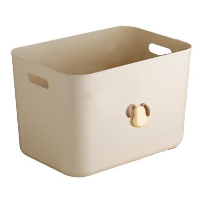 Storage Box Plastic Large Capacity Cream Style with Lid Organizing Bin for Toy Clothes Snacks
