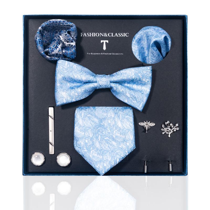 Luxury Groom Tie, Pocket Square & Boutonniere Gift Set for Weddings