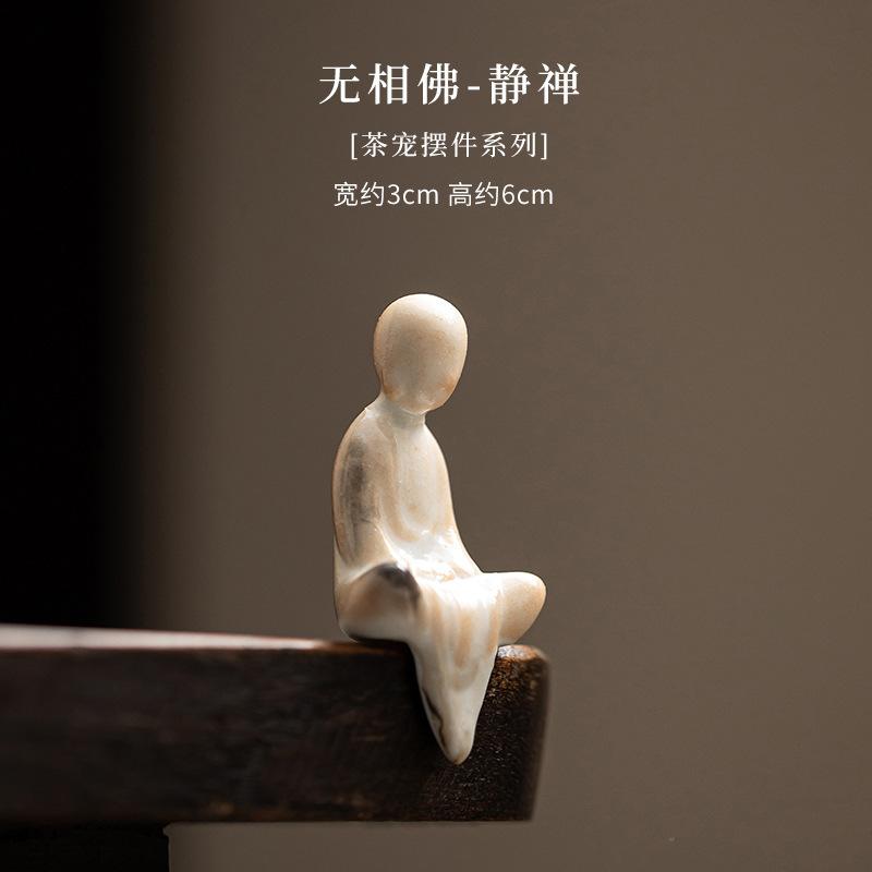 Zen Ungefesselt Buddha Charakter Tee Haustier Handgefertigt Kleiner Blumentopf Landschaftsgestaltung Tee Figur Spielzeug Mini Tee Statue Ornamente