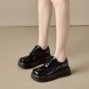 British Style Muffin  Women's Platform Autumn New Patent Leather Deep Mouth Lace-up Wedge Single Shoes  Shoes Casual HZB-323-1