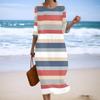 Women's Fashionable Printed Round Neck Seven Quarter Sleeve Loose Dress
