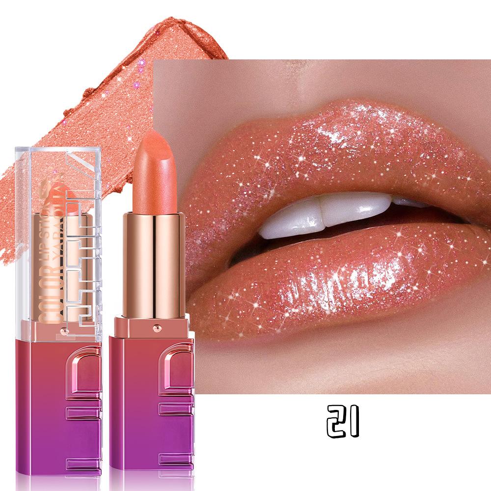 Shimmery Pearl Glossy Lipstick Gold Sparkles Ultra Pigmented Metallic Lip Tint Diamond Glam Luxury Bold Glitter Lip Makeup