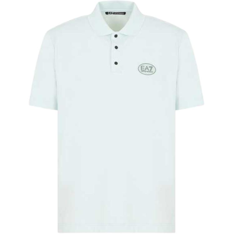 Emporio Armani EA7 Solid Color Letter Print Short Sleeve Polo Shirt Men Tops Light-Green 7M000192-AF13536-U9060
