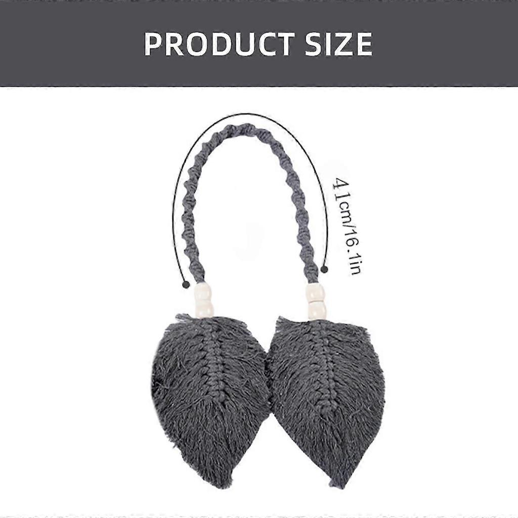 4Pcs Leaf Shape Curtain Tiebacks, Cotton Rope Curtain Holdbacks Home Decoration for Living Room Bedroom avocado green