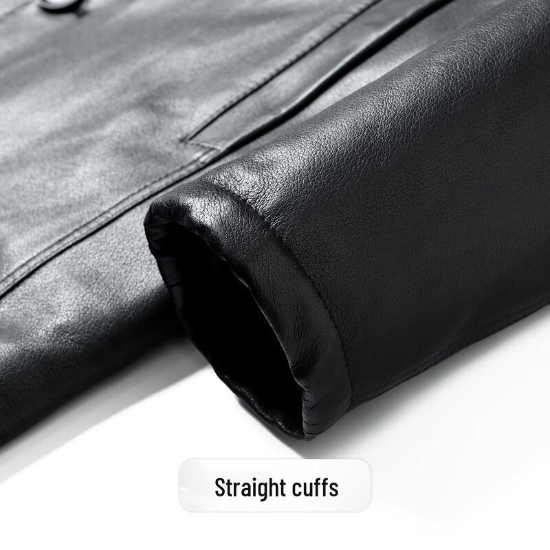 Futeng Men's Goatskin Leather Jacket with Mink Fur Collar