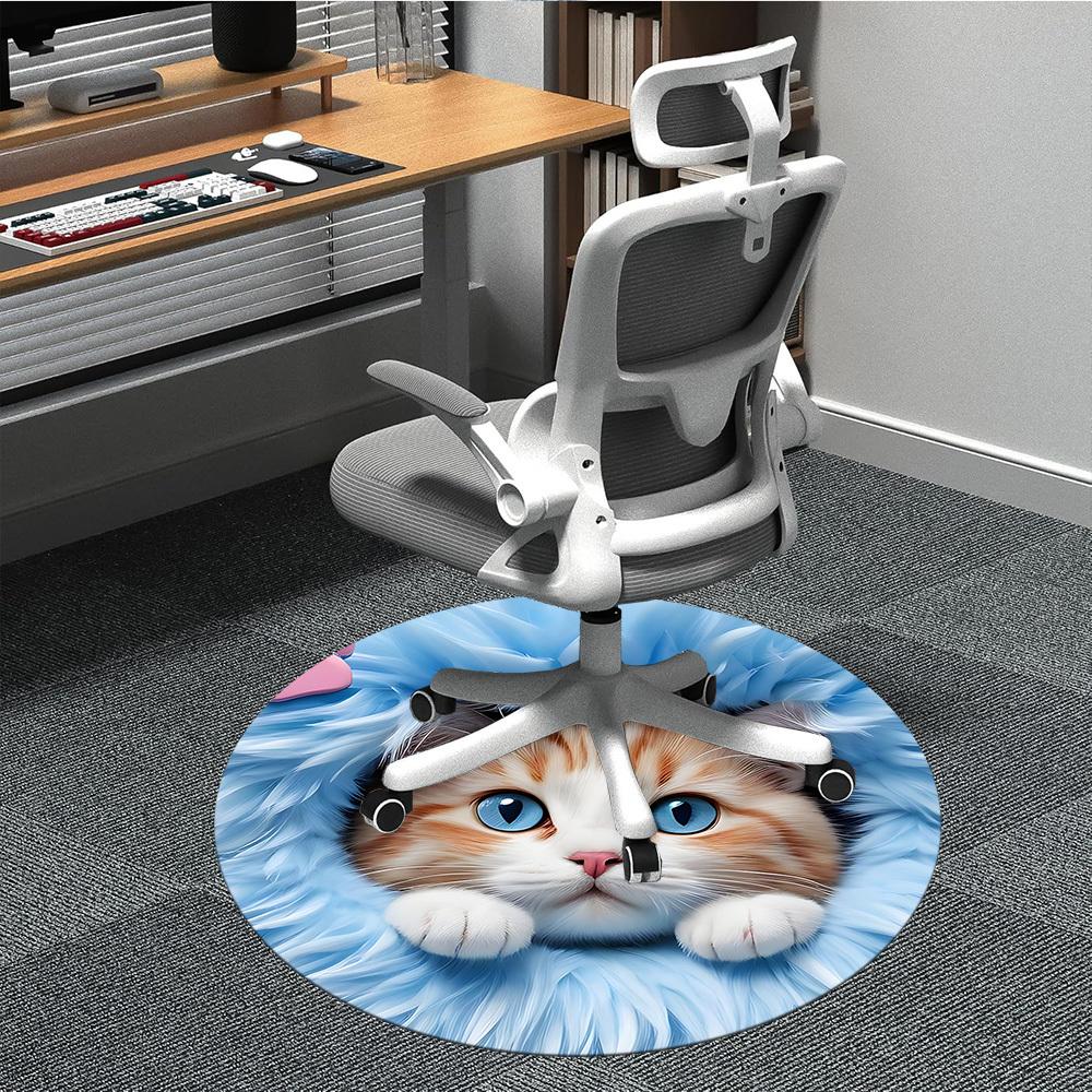 

1pc Cat Print Chair Carpet for Office, Non-slip, Soft and Durable Office Rug for Decoration, Perfect for Office yy251229146 80cm by 80cm