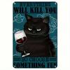 Vintage Black Cat Metal Poster Wall Art Bar Gift 20x30cm