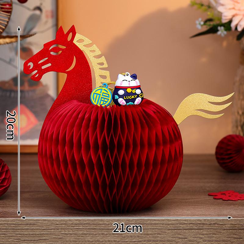 Horse Shape Ornaments For  Chinese New Year Desktop Parper Honeycomb Balls Festival Party Gifts Room Decoration