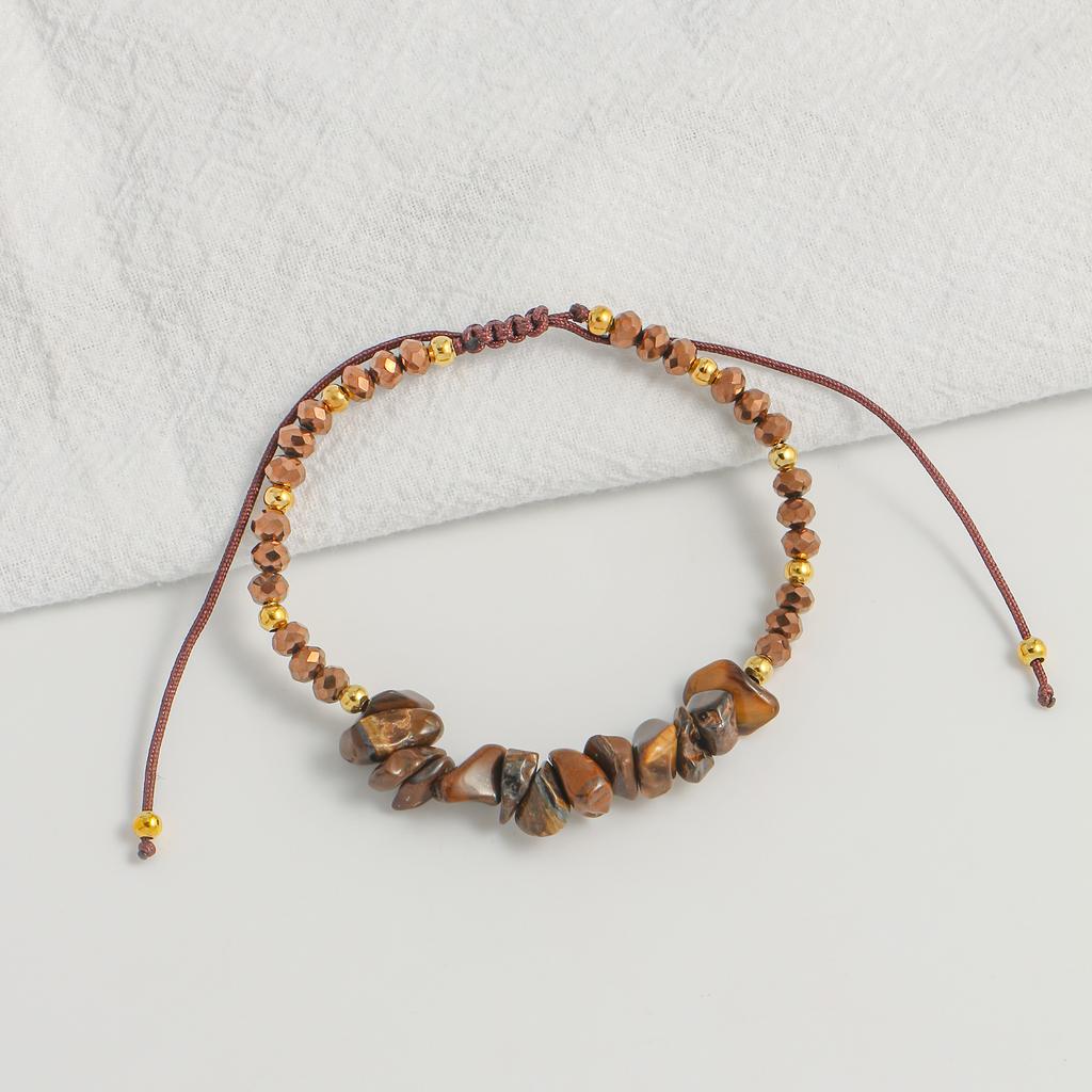 Resin Beaded Necklace Natural Stone Chip Pendant Adjustable Choker Fashion Jewelry Gift for Women