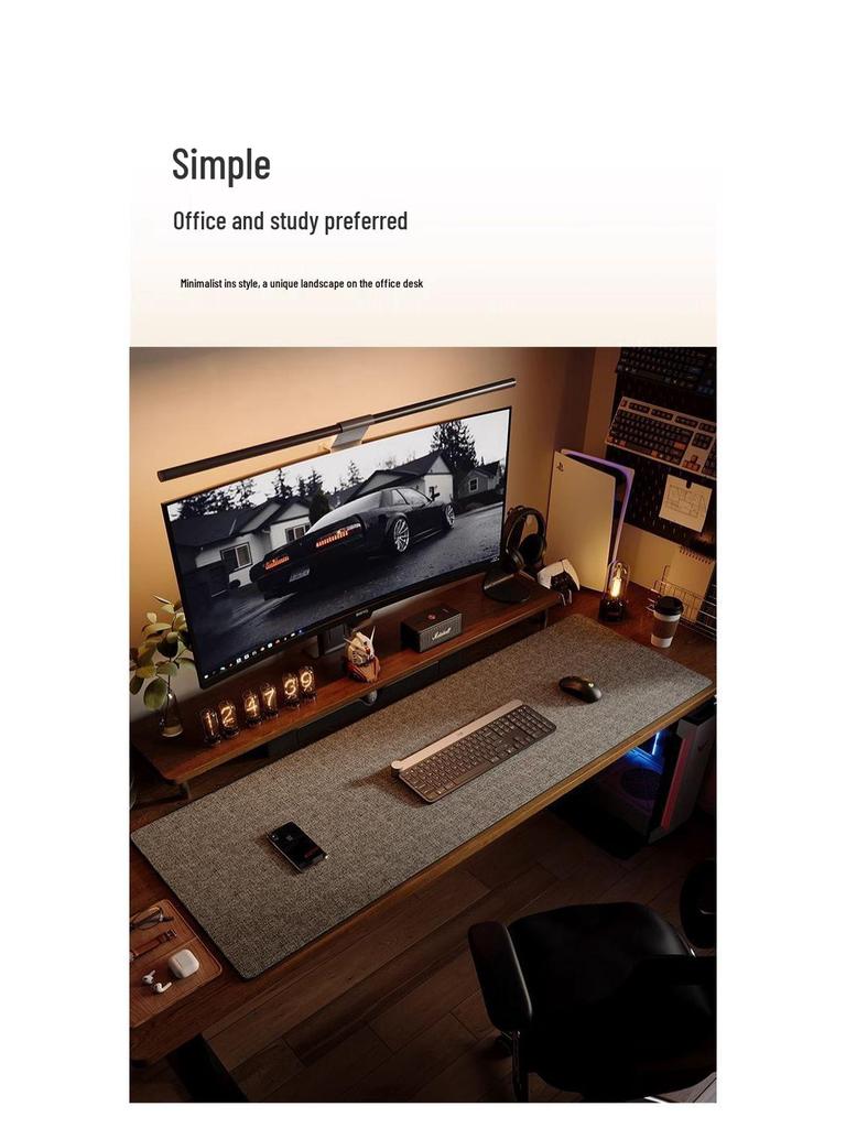 Pad de birou cu textură de bumbac și in și piele - Covoraș de masă pentru scris și mouse pentru birouri și mese de calculator