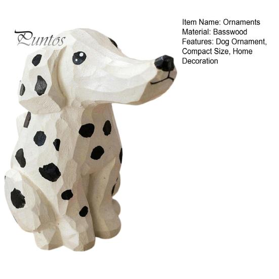 Creative Home Office Decor Handmade Dalmatian Dog Wooden Ornament, Hand Carved Basswood Ornament Animal Figurine, Sculpture for Window Minimalist
