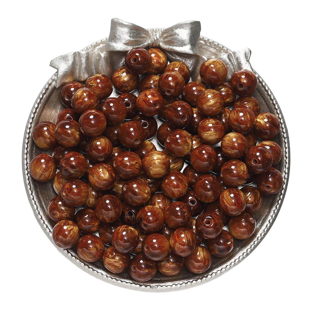 20-50pcs/lot Dark Color Mitation Cat Eye Round Resin Beads Bracelet Spacer Beads For DIY Charm Crafts Jewelry Making Findings