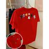 Cartoons Cats Prints T-Shirts Summer Womens Cotton T Shirts Basic O-Neck Oversized Short Sleeve Tops Casual Street Woman Clothes