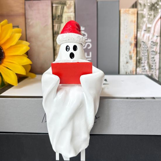 1 Set Halloween Ghost Statue Reading Book Christmas Hat Cartoon