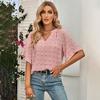 Top Pullover Casual da Donna a Manica Corta con Scollo a V e Vestibilità Ampia, Blusa Monocromatica, Camicia a Mezza Manica, Primavera Estate S-XL