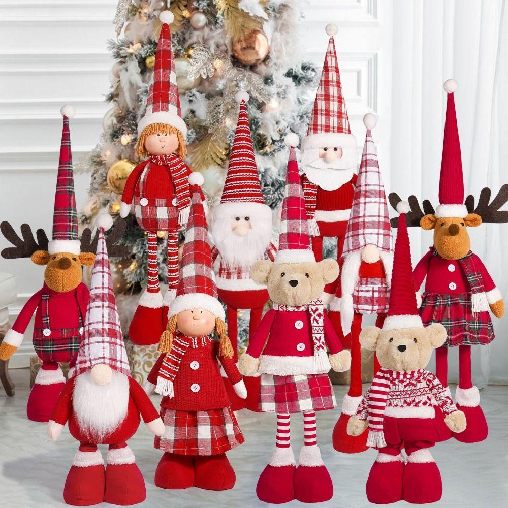 Cute Christmas Telescopic Doll Ornaments Red Merry Christmas Decoration  Xmas Festival Decor