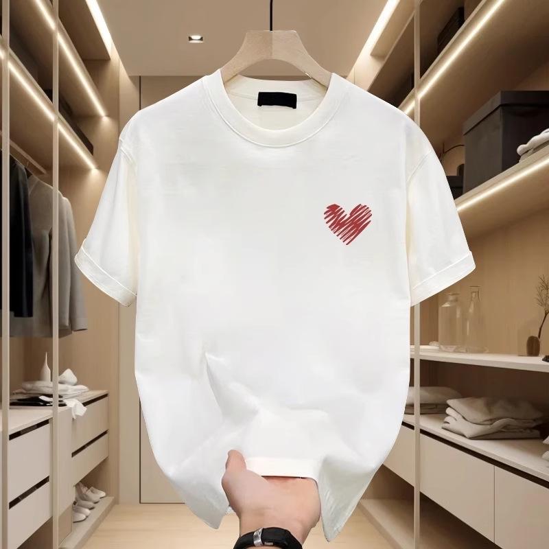 Summer Round Neck Love Printed T-shirts Fashionable Casual Pure Cotton Short Sleeved Men's T-shirts
