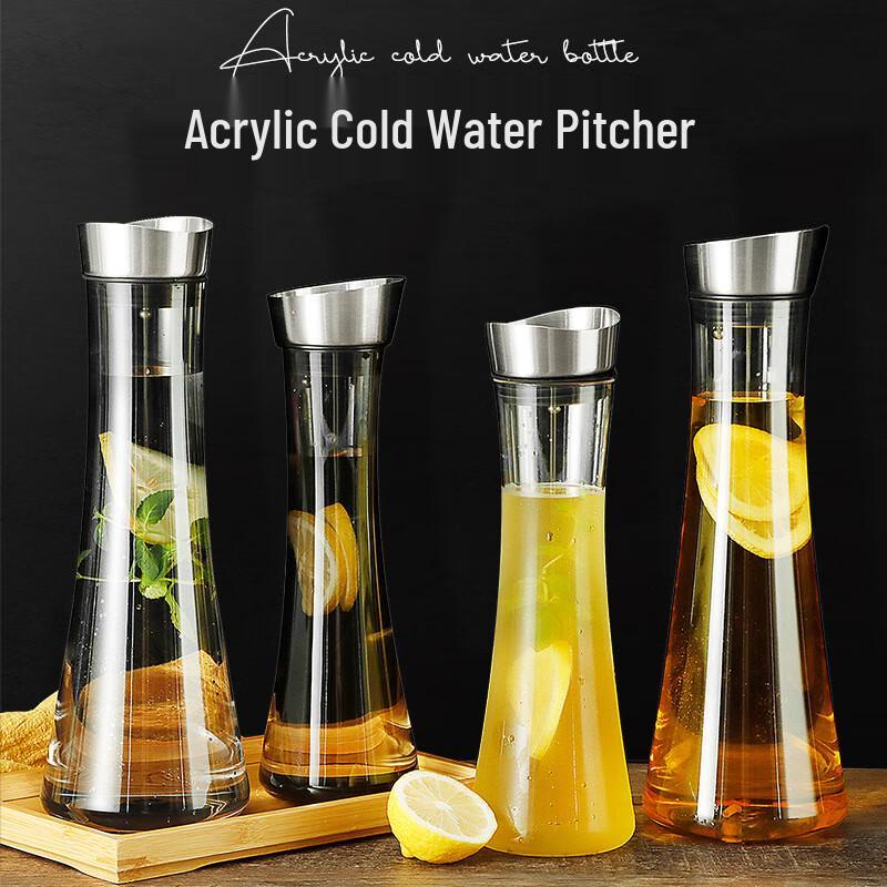 Qunrong 1.5L Glass Water Pitcher with Stainless Steel Lid