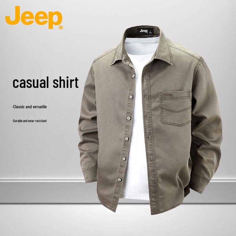 JEEP Men s Denim-Style Long Sleeve Casual Shirt 2XL