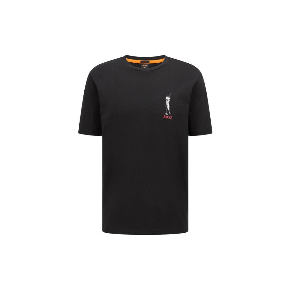 HUGO BOSS T-Shirts Men's Black Crew Neck Moderate Straight Fit 50473065-001