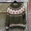 Women's Round Neck Colour Blocked Loose Fit Fashion Pullover Knitwear Luxurious Relaxed-fit Slimming and Versatile Top