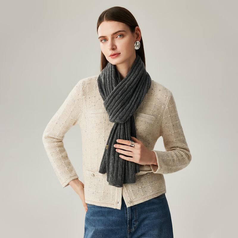 Zhaojun Women's 100% Cashmere Thickened Round Neck Cardigan