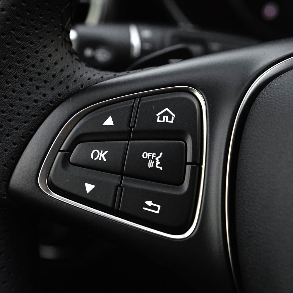 Black Car Steering Wheel Button Switch Trim Cover Sticker Compatible with Mercedes Benz C GLC V Class W205 X253 W447