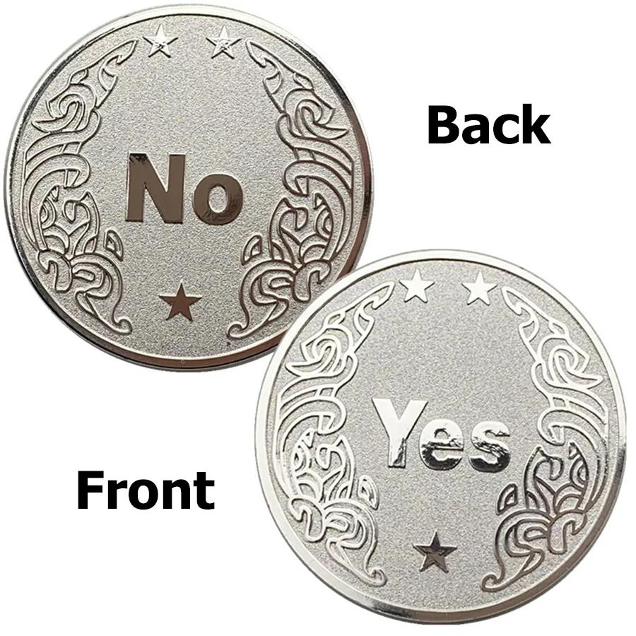 1pc Yes/No Decision Coin 3.8cm Golden Silvery Collectible Commemorative Coin Metal Lucky Coins Creative Party Toys
