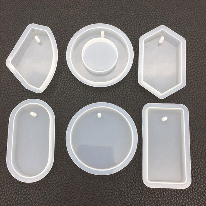 Keychain Pendant Mold Set Diy Pendant Resin Mold Crystal Epoxy Silicone Mold Round Rectangle Pendants Jewelry Making