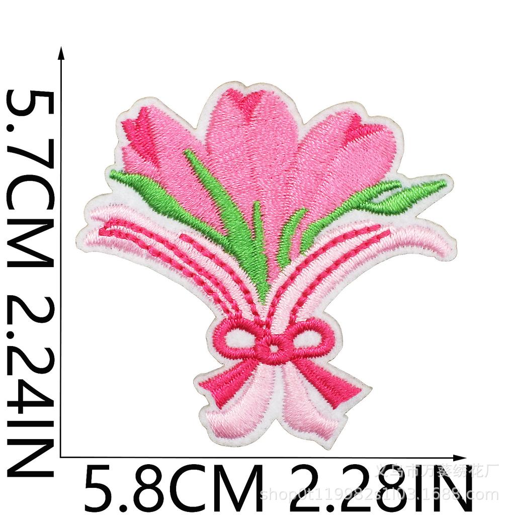 Small Daisy Embroidery Cloth Sticker Cartoon Peony Flower Bag Decoration Computer Embroidery Beautiful Small Red Flower Patch Ironing