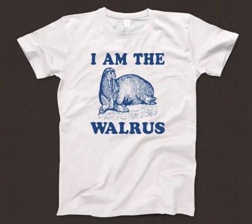 I Am The Walrus T Shirt Retro White Unisex Graphic Tee, Unisex shirt S
