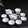 White Ceramic Kung Fu Tea Set with Bamboo Leaf Design