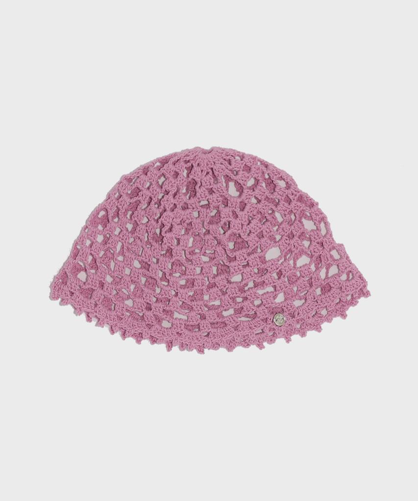 Seullouseulloulli Lily Handmade Crochet Cotton Punched Short Beanie (Ver.2) _ Pink