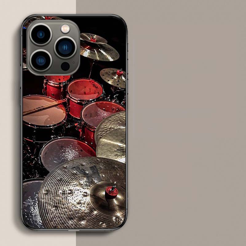 Musical Instrument Drum rock Phone Case For Apple Iphone 16E 16 17 Pro Max Air 15 Pro 14 Plus 12 13 Mini Cover Cute Fund