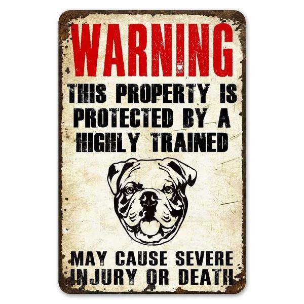 Warning This Property Is Protect By Labradoodle Dog Tin Sign Vintage Farm Decor Art Pet Lover Tin Metal Sign