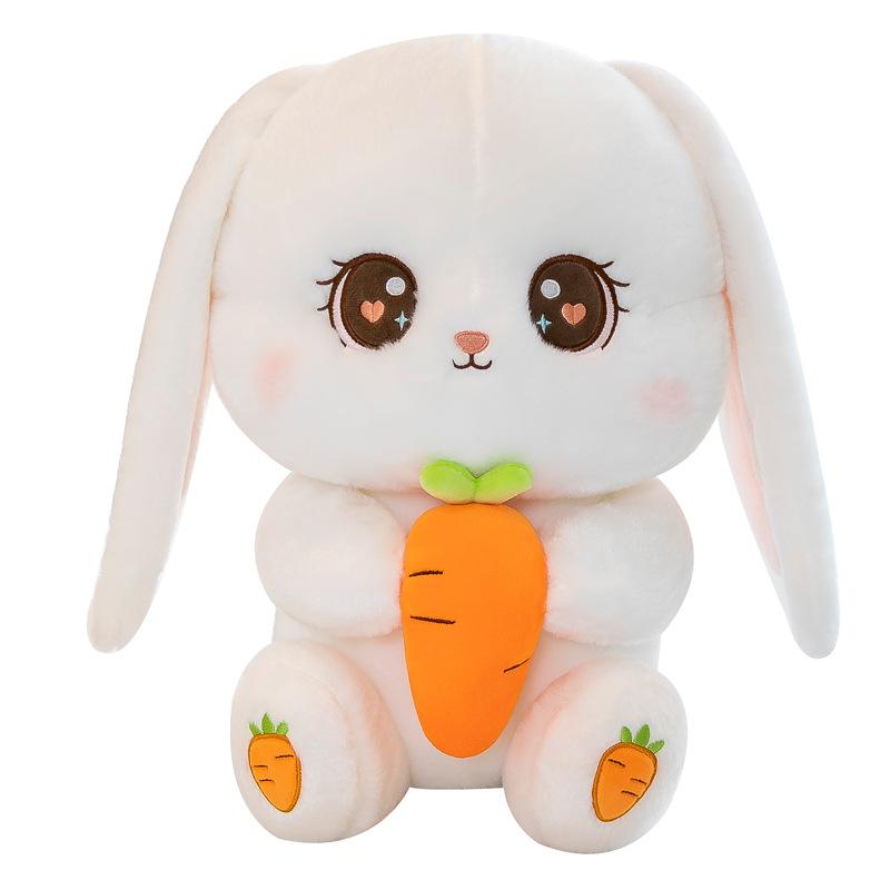 Cute Carrot Rabbit Plush Toy Little White Rabbit Doll Doll Sleeping on The Bed and Holding Pillow Birthday Gift for Women