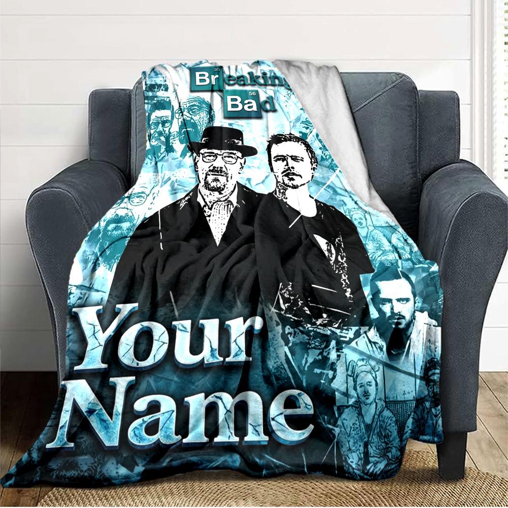 Name Custom Breaking Bad Print Flannel Blanket High Quality Warm Comfortable Cover for All Seasons Perfect for Gifts Home Decor