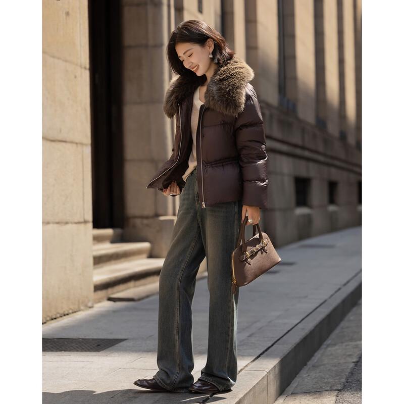 Demana Women's Detachable Fur Collar Duck Down Jacket