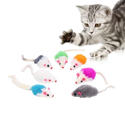 Colorful Rabbit Fur Mouse Cat Toy with Sand and Gravel for Self-Play