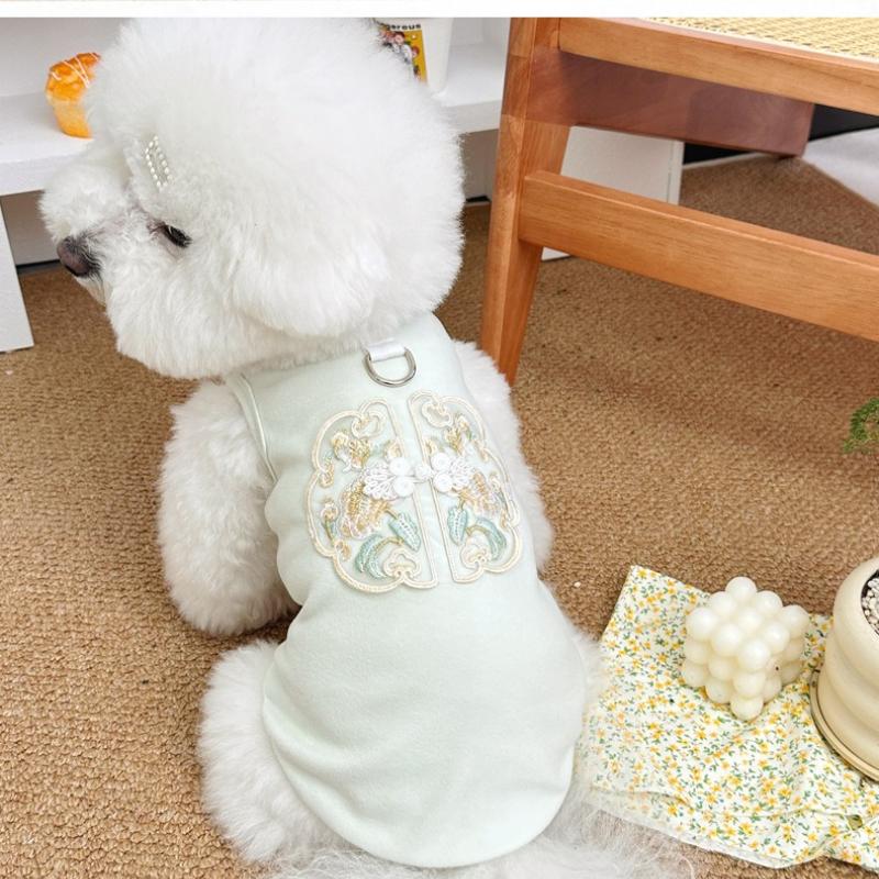Pet Guofeng Traction Vest Spring and Summer Cat and Dog Embroidered New Chinese Style