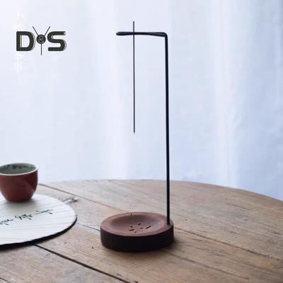 Ters Çevrilmiş Tütsülük Metal Çerçeve Ahşap Tabanlı Tütsü Çubuğu Tutucu Ev Dekoru Yoga Meditasyonu için Yuvarlak Tütsü Tepsisi