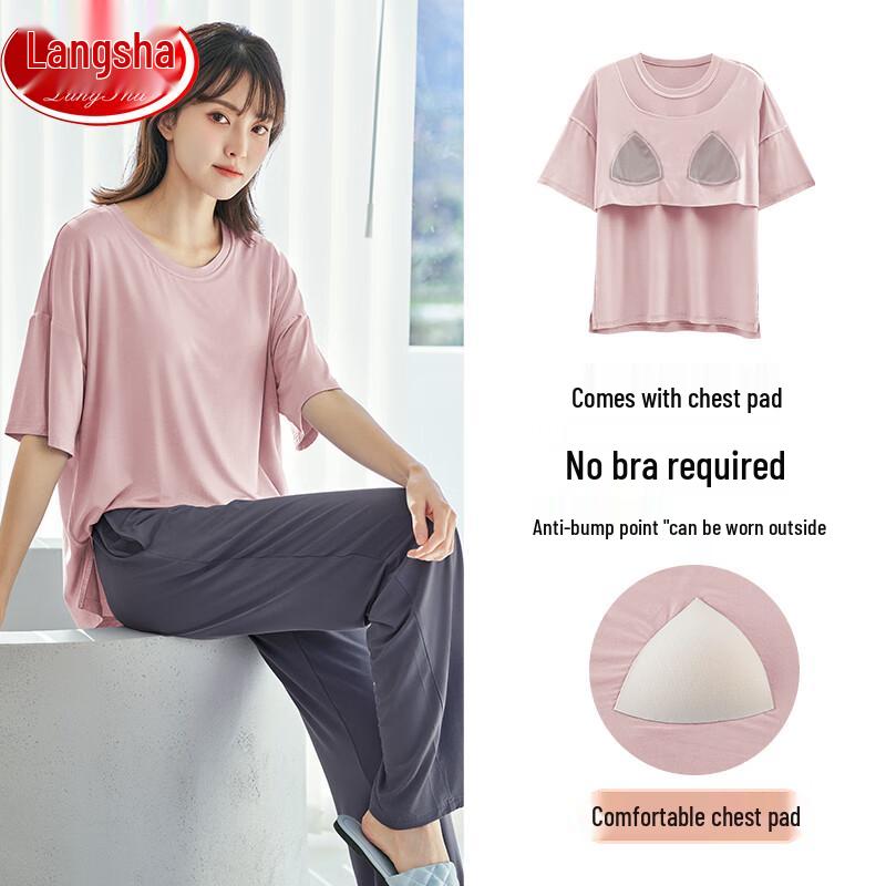 LangSha Women s Modal Short Sleeve Pajama & Loungewear Set XL (approx 127-149 lbs)