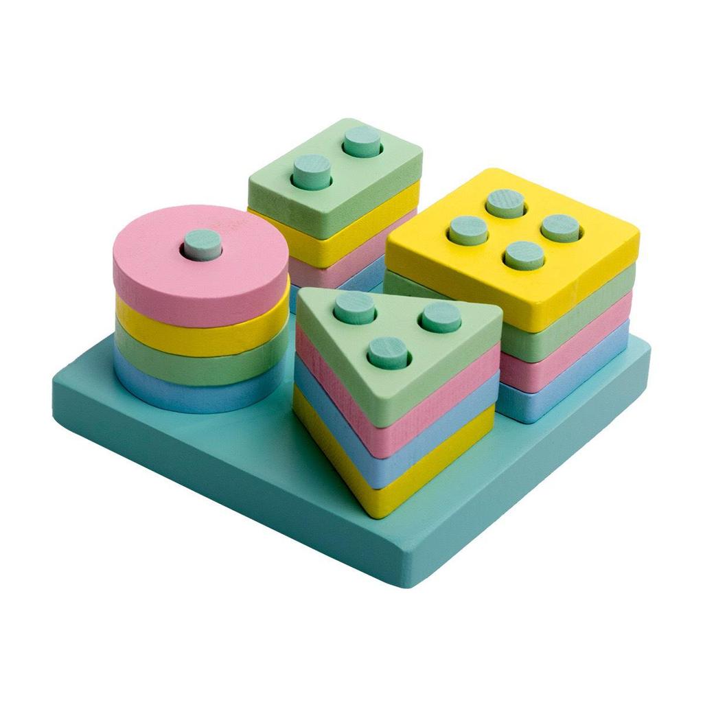 Children's Wooden Toy Set: Eight-Tone Piano, Bead Rainbow Tower, Puzzle Column, Twisting Worm